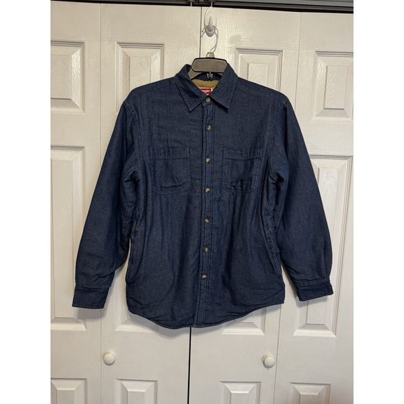 Wrangler Other - Wrangler Sherpa Lined Denim Shirt Jacket Men's Button Front Coat Blue Small